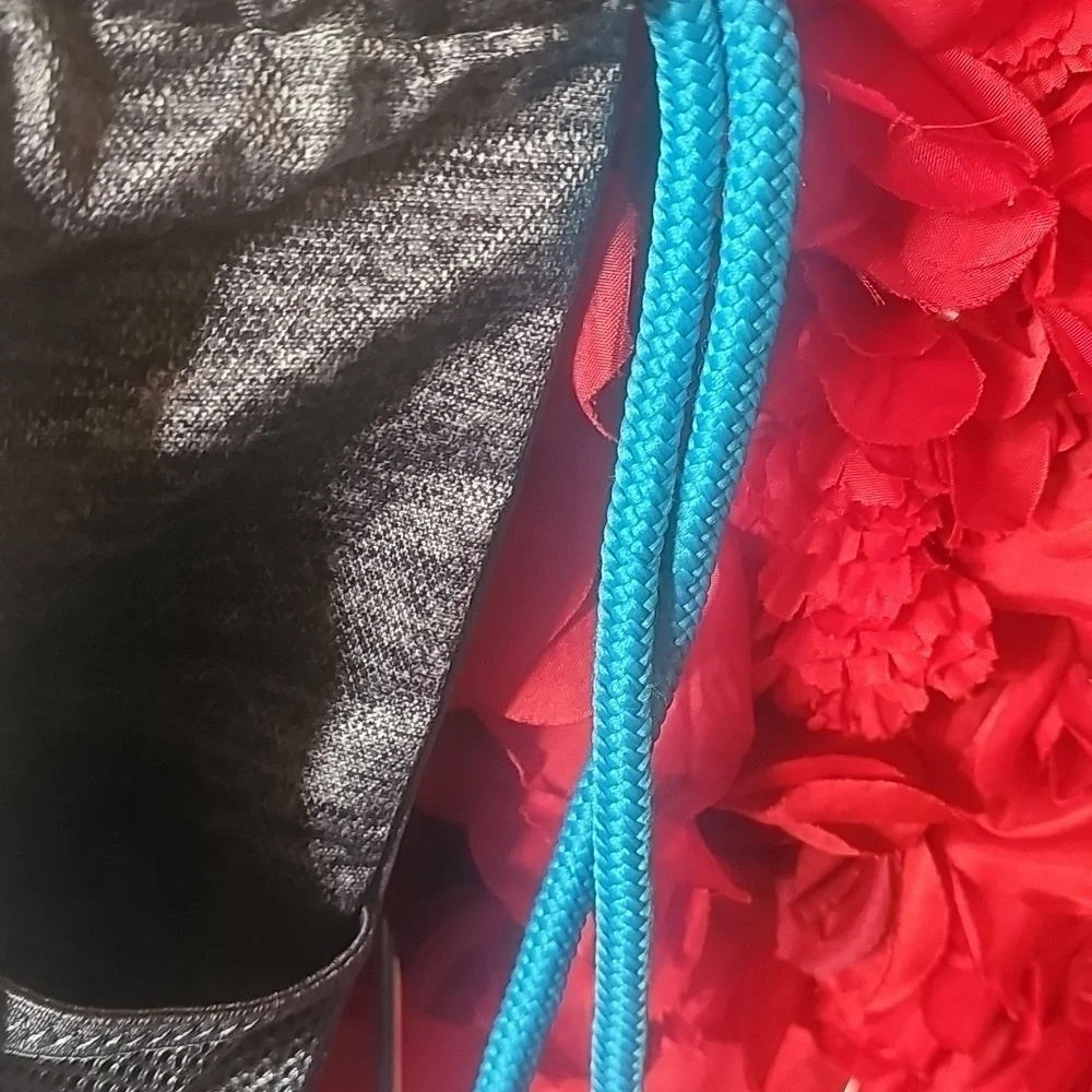 adidas Metallic Gray String Bag with Blue and Purple Accents